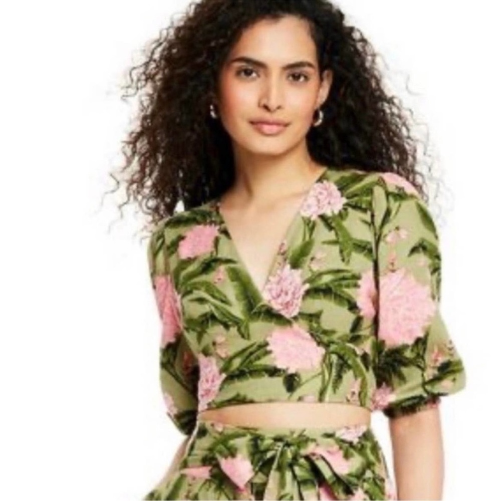 Floral Green and Pink Two-Piece Set